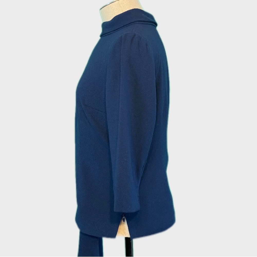 Vintage Talbots Petite 4P Wool Wide Mock Neck Navy Suit 21” Skirt Like New 🇺🇸 - Picture 3 of 16